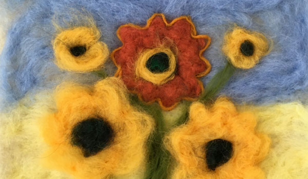 Needle Felt painting of flowers